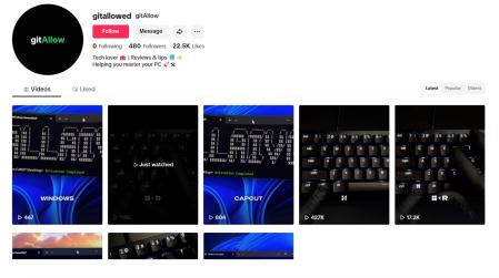 Una de las cuentas que utilizaban los hackers en TikTok, con los videotutoriales falsos